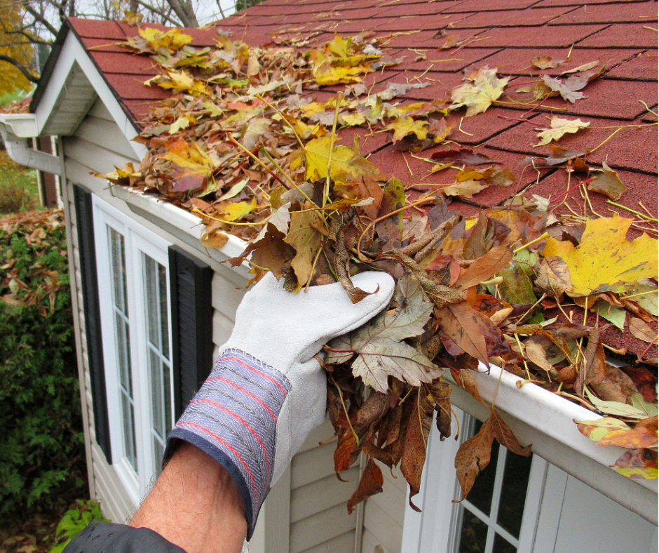 Gutter cleaning service in South Jordan & Salt Lake City by J&A Landscaping – removing leaves and debris to protect homes.