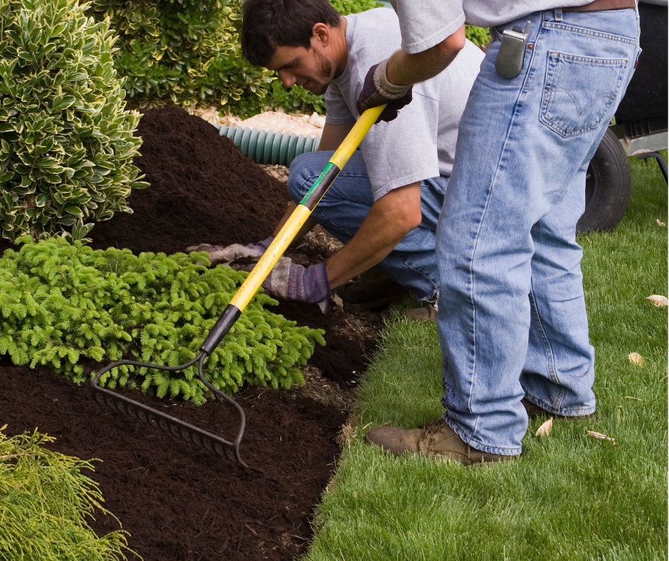 Mulching service in South Jordan & Salt Lake City by J&A Landscaping – improving soil health and enhancing curb appeal.